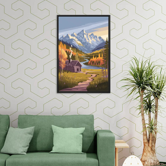 Jackson Hole Mountain Views - Living Room Black Frame Canvas