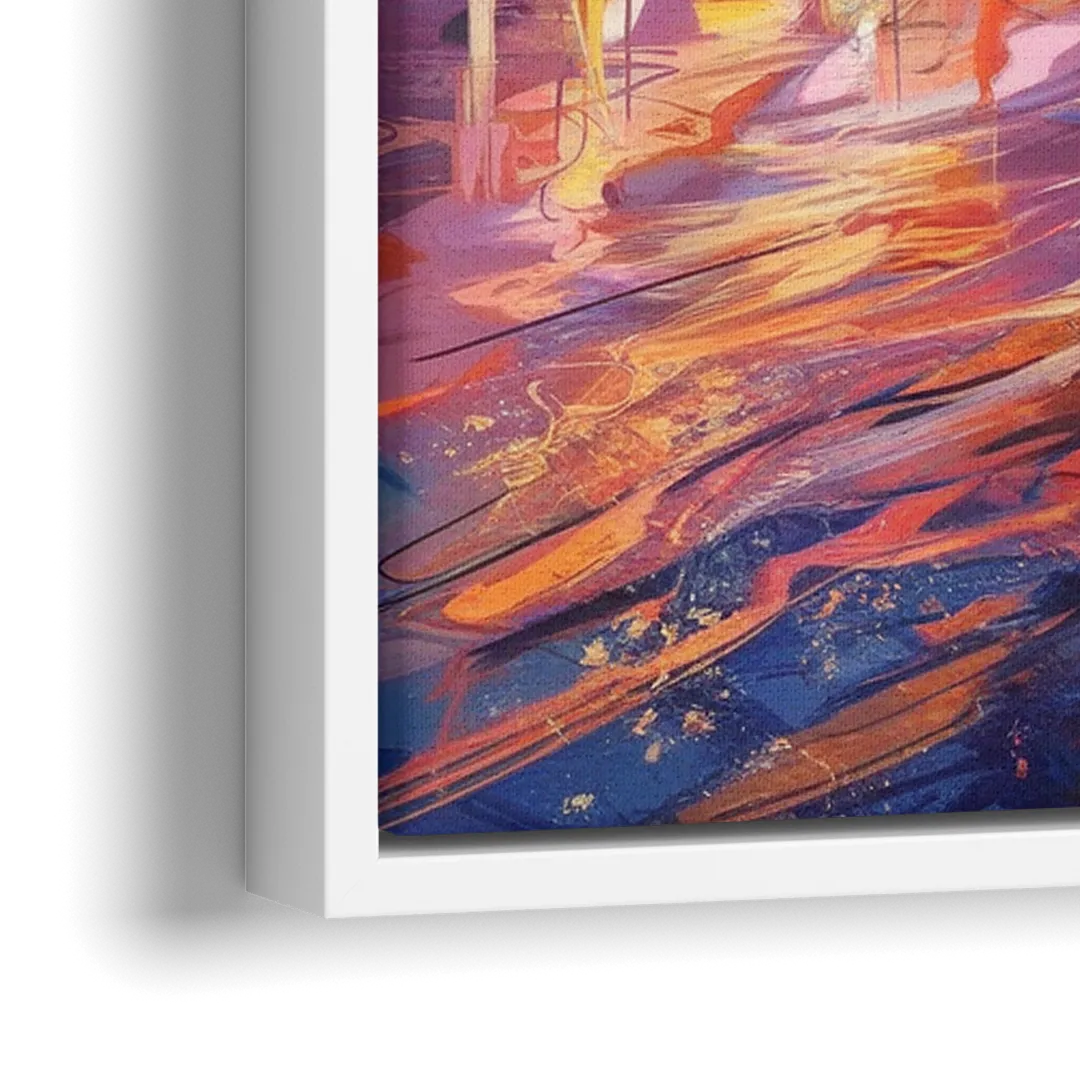 Philadelphia Skyline at Sunset - Close-Up White Frame Canvas