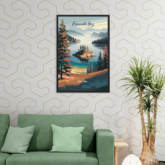 Lake Tahoe Emerald Bay View - Living Room Black Frame Canvas