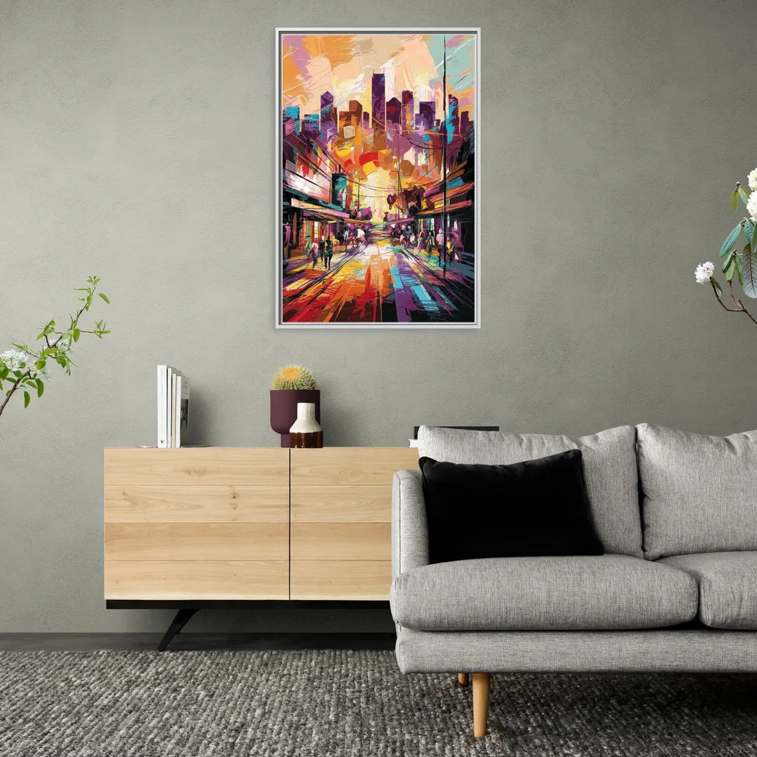Houston Street Art Culture - Living Room White Frame Canvas