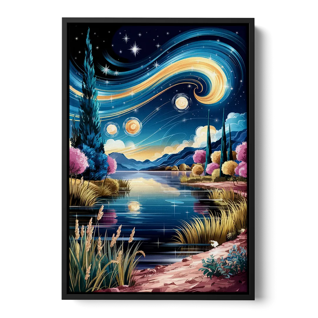 Lubbock Starry Night Sky - Black Frame Canvas
