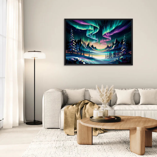 Aurora Vibrant Skies - Living Room Black Frame Canvas