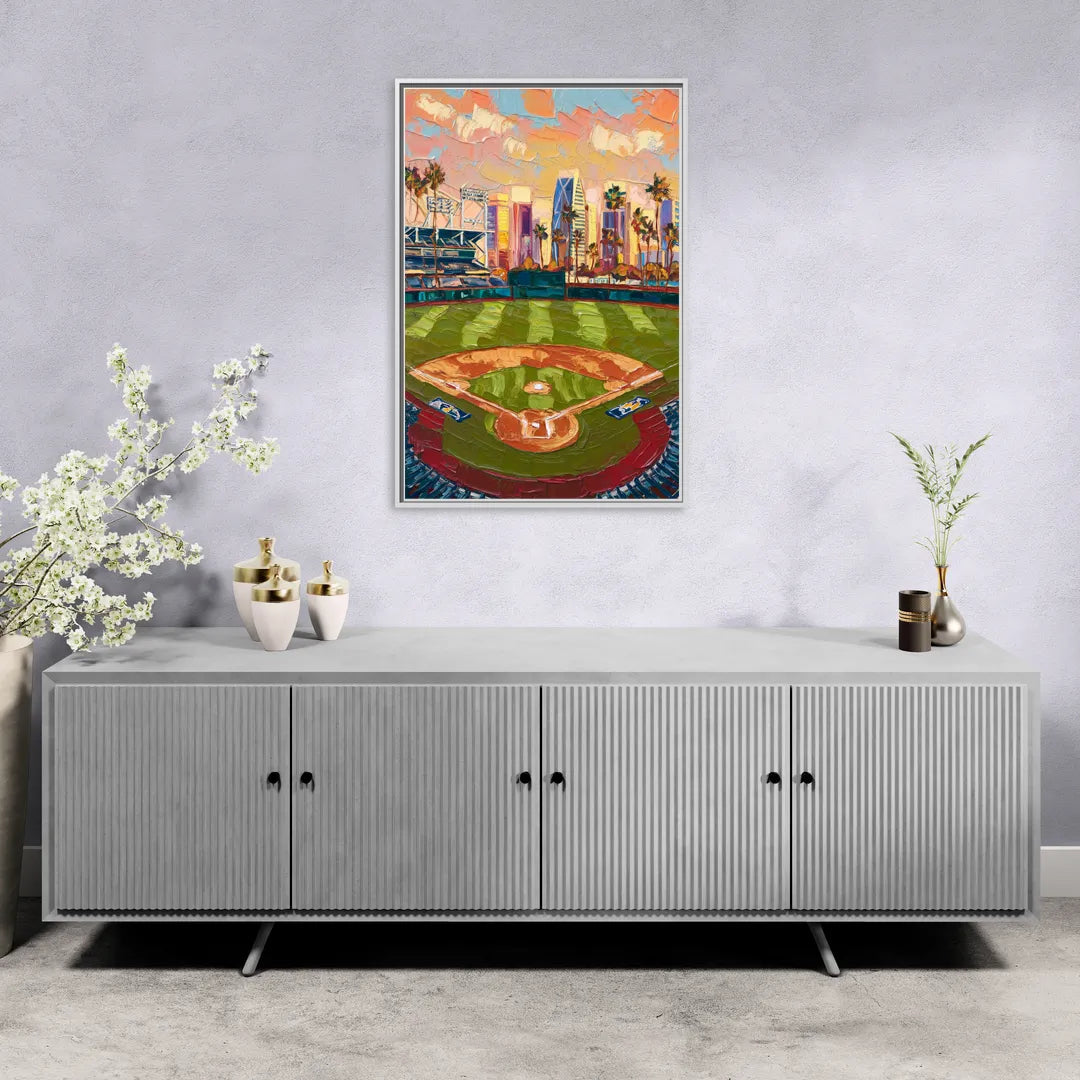 San Diego Padres Stadium - Living Room White Frame Canvas