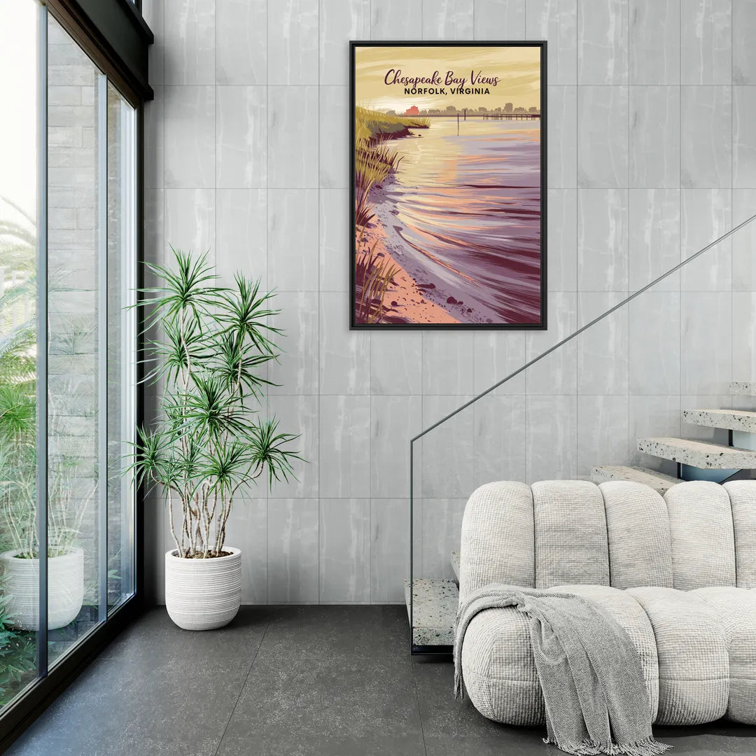 Norfolk Chesapeake Bay Views - Living Room Black Frame Canvas