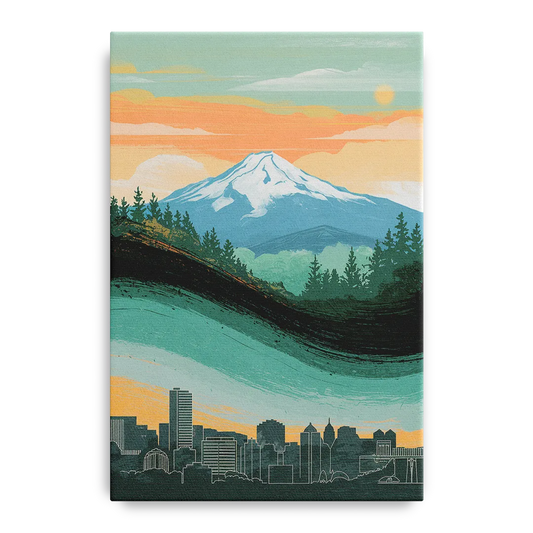 Portland Mount Hood View - Canvas Wall Art
