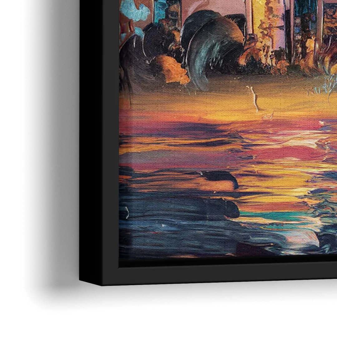 Salem Skyline Sunset - Close-Up Black Frame Canvas