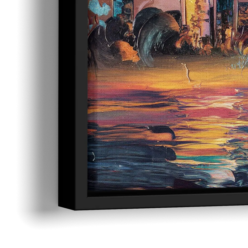 Salem Skyline Sunset - Close-Up Black Frame Canvas