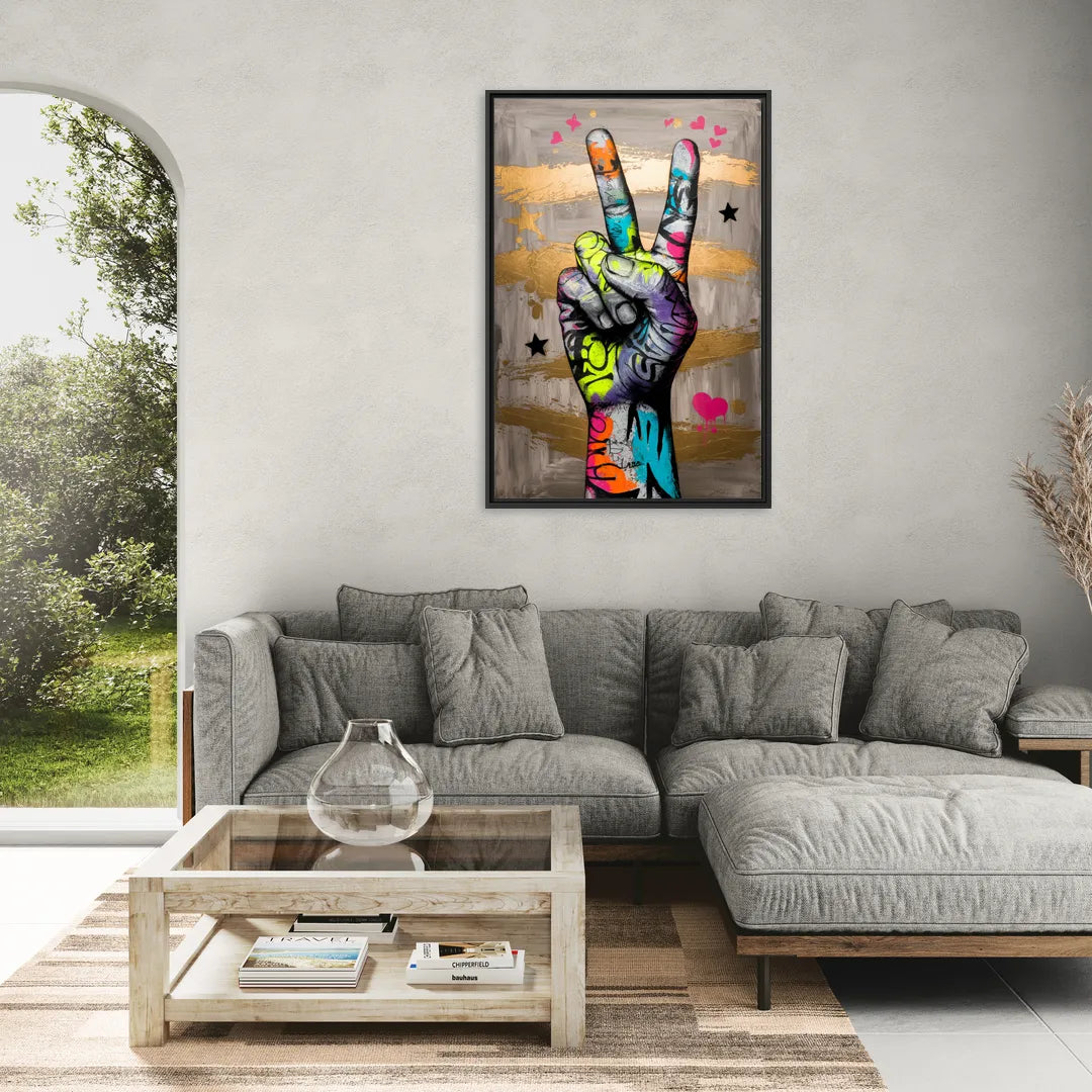 Houston Bold Graffiti - Living Room Black Frame Canvas