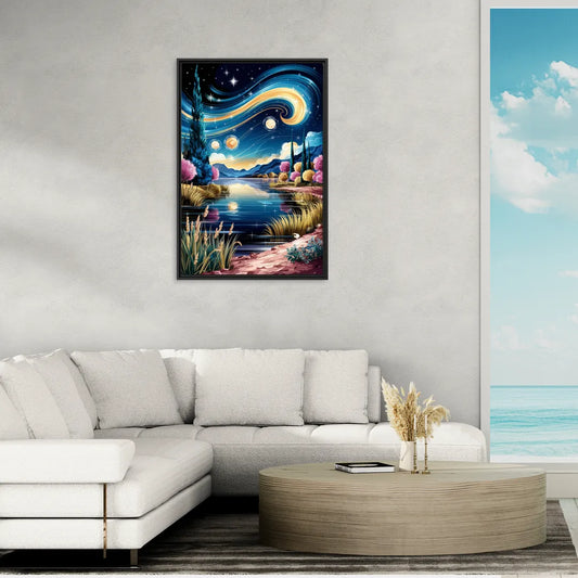 Lubbock Starry Night Sky - Living Room Black Frame Canvas