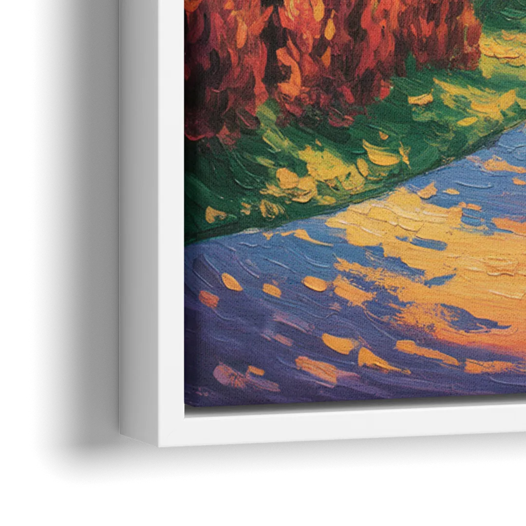 Niagara Parkway Autumn - Close-Up White Frame Canvas