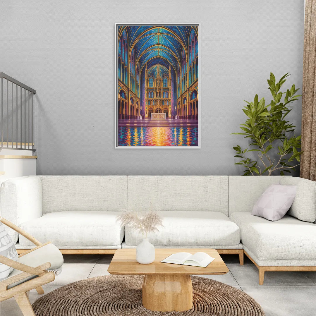 Notre Dame Basilica Interior - Living Room White Frame Canvas