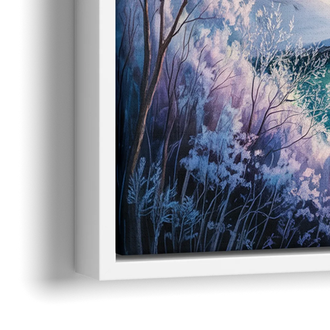 Niagara Falls Winter Freeze - Close-Up White Frame Canvas