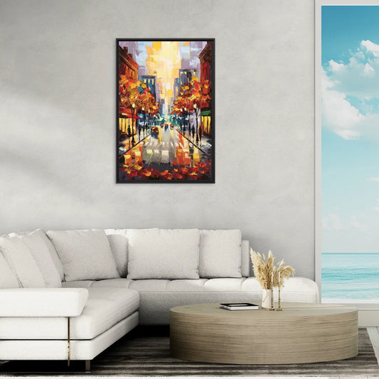Madison Vibrant Downtown - Living Room Black Frame Canvas