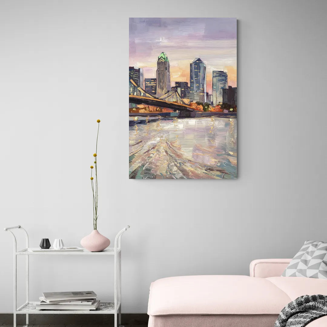 Cincinnati Skyline at Dawn - Canvas Wall Art Living Room