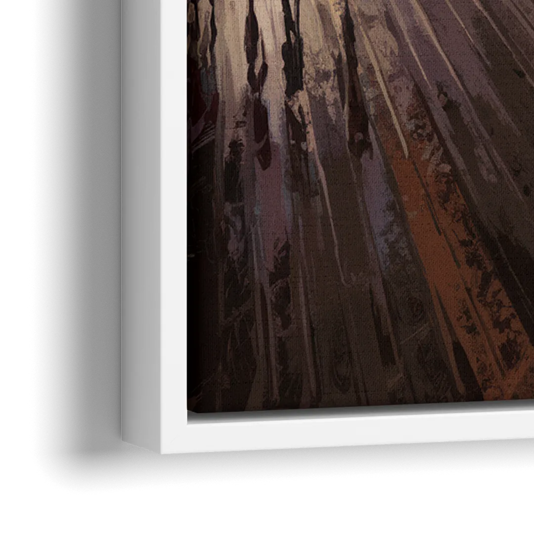Jersey City Boardwalk Scene - Close-Up White Frame Canvas