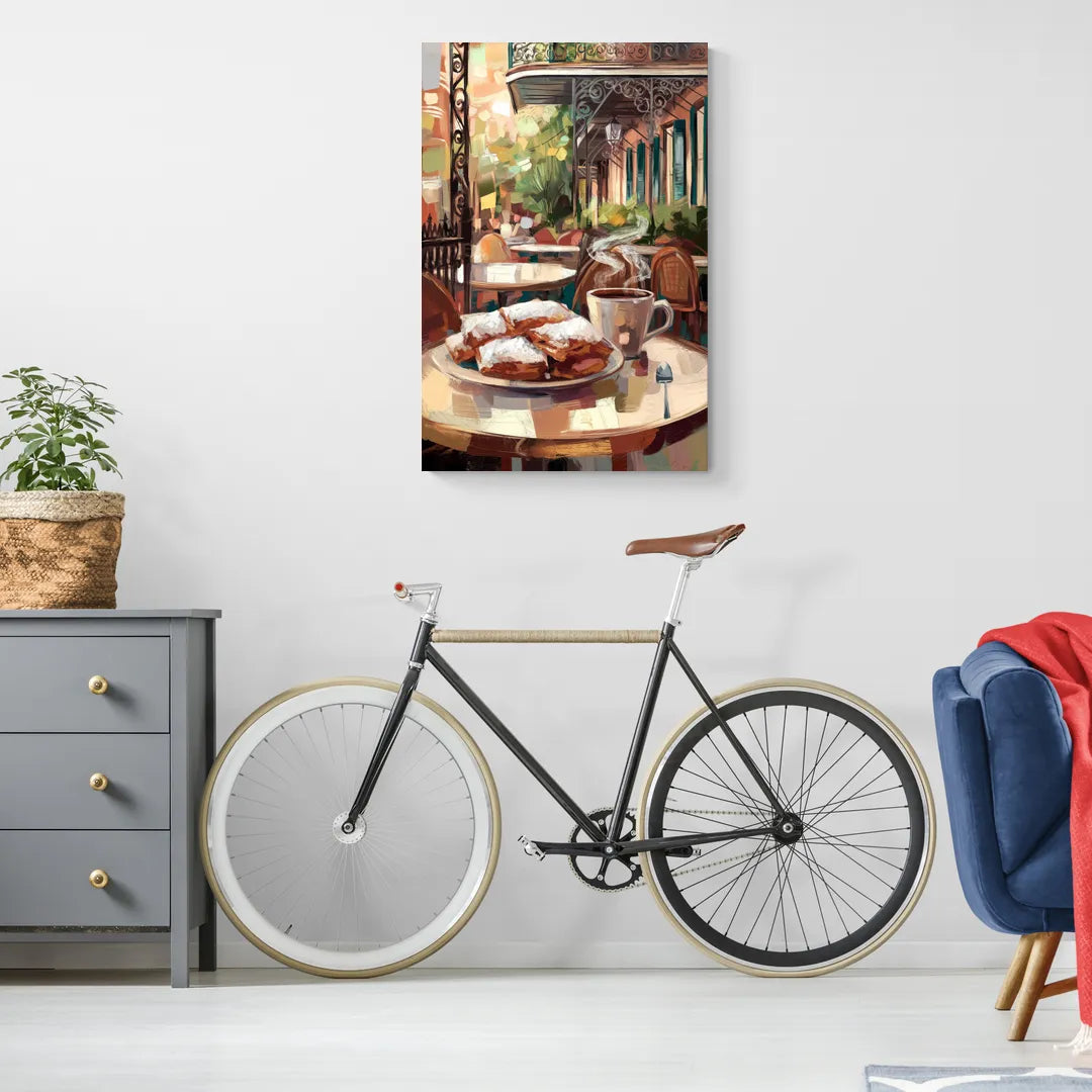 New Orleans Beignets and Coffee - Canvas Wall Art Living Room