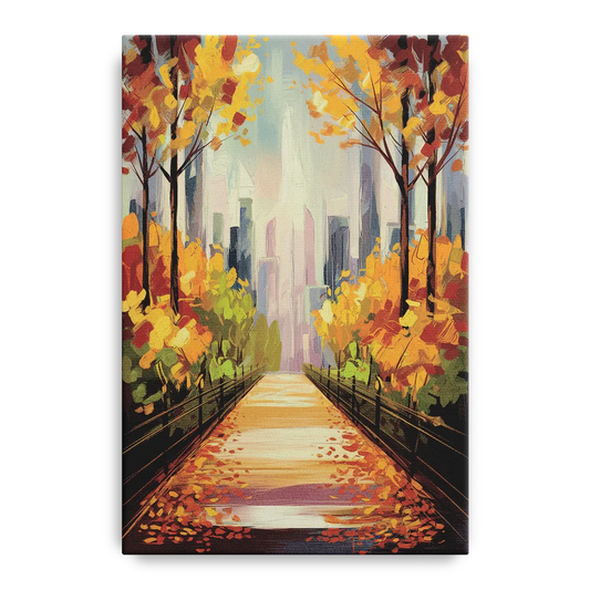 New York City Central Park in Fall Sunny - Canvas Wall Art