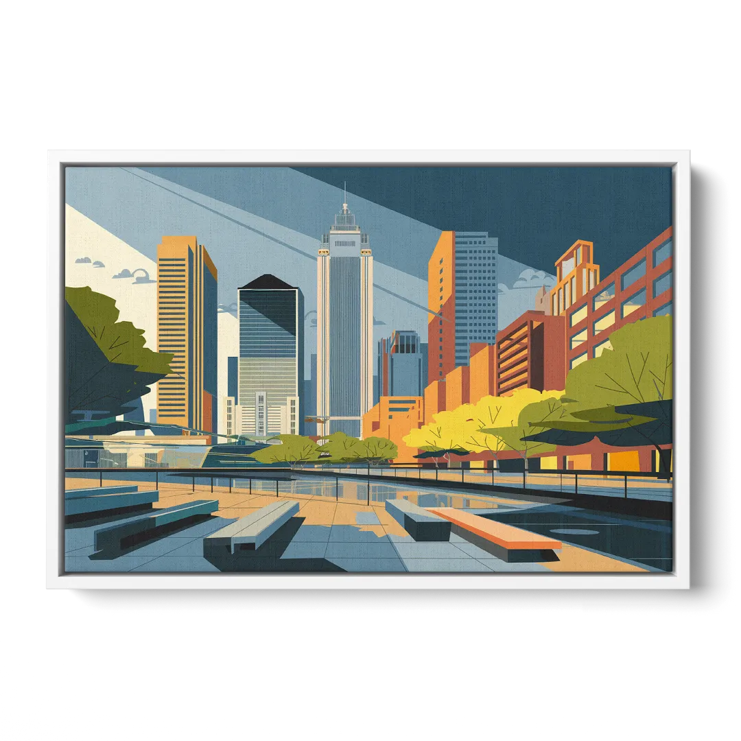 Jersey City Urban Architecture - White Frame Canvas