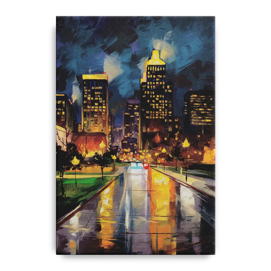 Wichita Downtown Lights - Canvas Wall Art