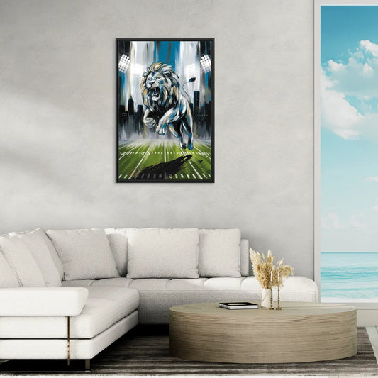 Detroit Lions Team Spirit - Living Room Black Frame Canvas