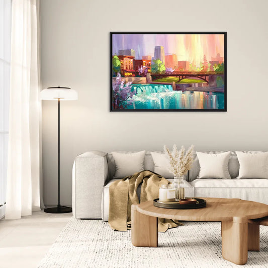 Spokane Downtown Charm - Living Room Black Frame Canvas
