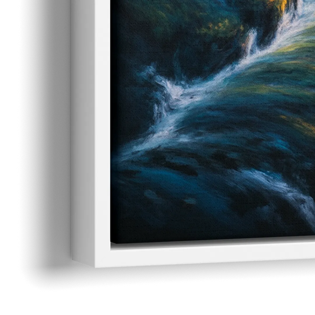 Horseshoe Falls Sunrise - Close-Up White Frame Canvas