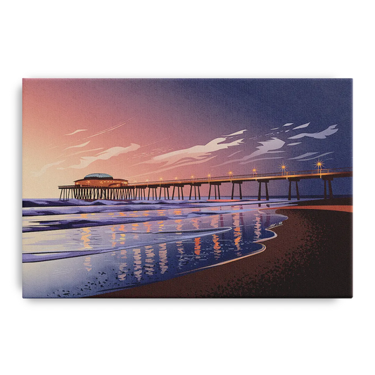 Huntington Beach Pier At Twilight - Canvas Wall Art