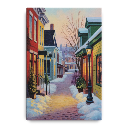 Petit Champlain Winter Quebec - Canvas Wall Art
