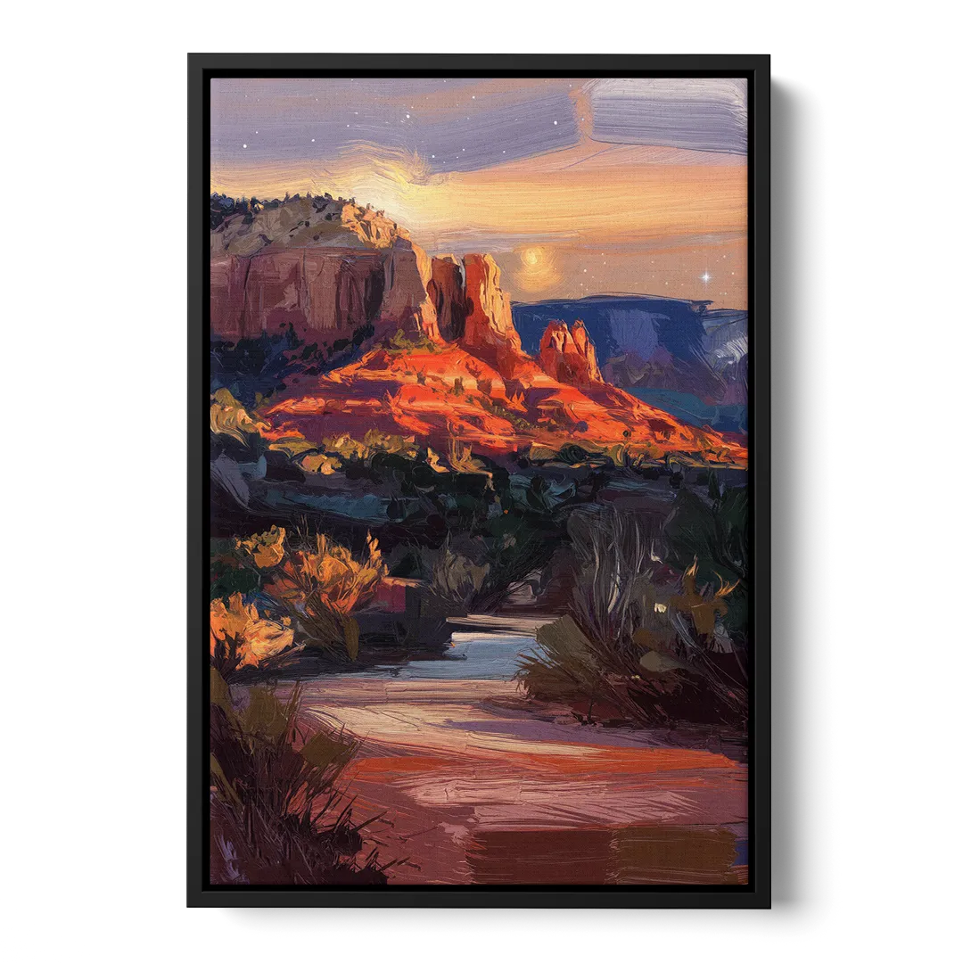 Sedona Evening Sky Glow - Black Frame Canvas