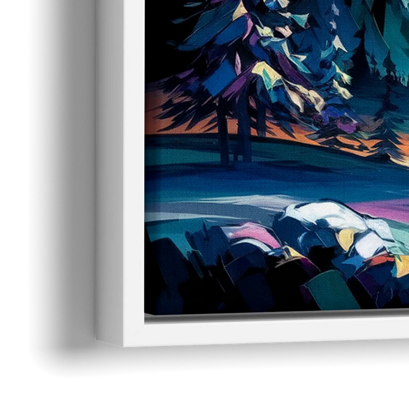 Aurora Vibrant Skies - Close-Up White Frame Canvas
