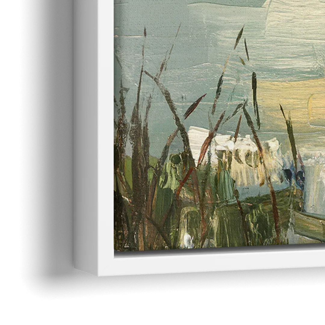 Burlington Peaceful Lakeside - Close-Up White Frame Canvas