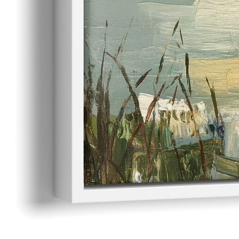 Burlington Peaceful Lakeside - Close-Up White Frame Canvas