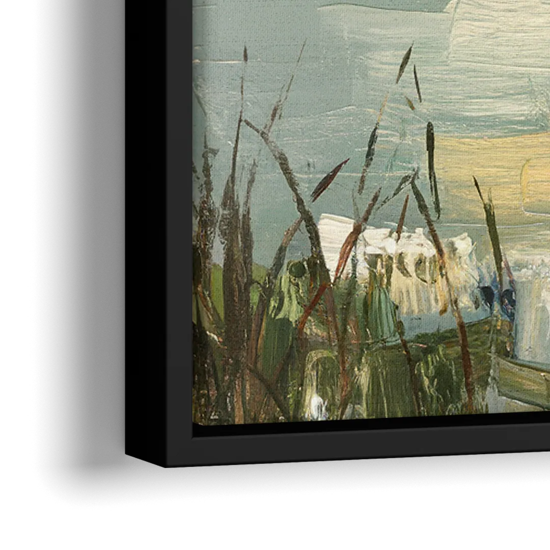 Burlington Peaceful Lakeside - Close-Up Black Frame Canvas