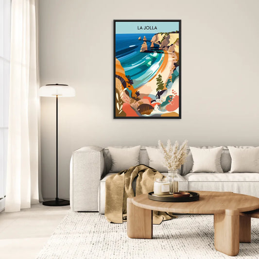 La Jolla Coastal Vibes - Living Room Black Frame Canvas