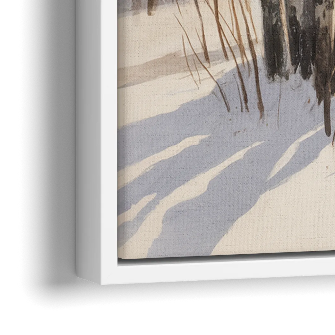 Montreal Winter Charm - Close-Up White Frame Canvas
