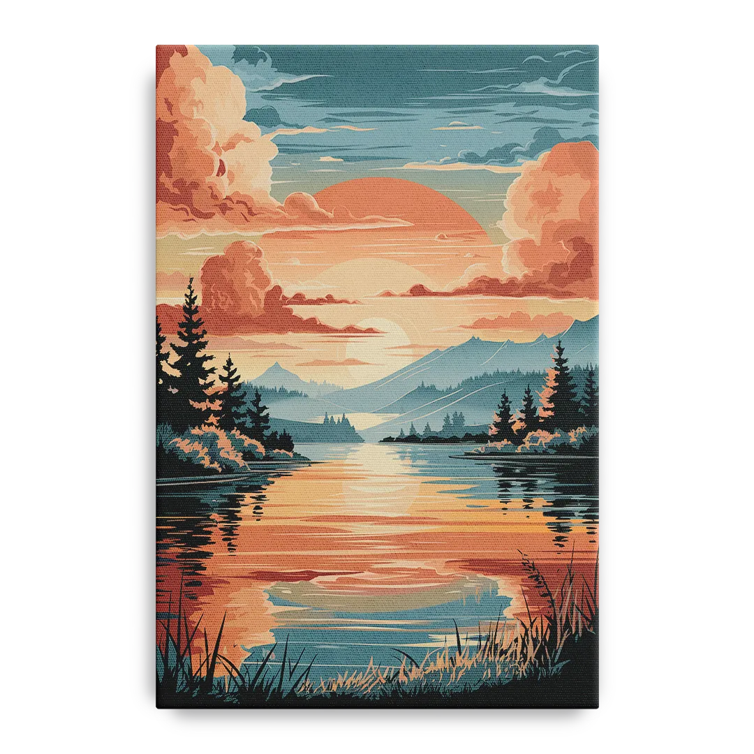 Burlington Sunset Reflections - Canvas Wall Art