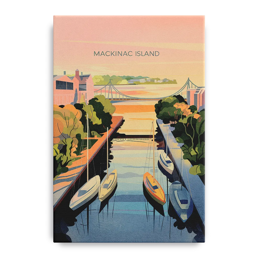 Mackinac Island Sunrise Harbor - Canvas Wall Art