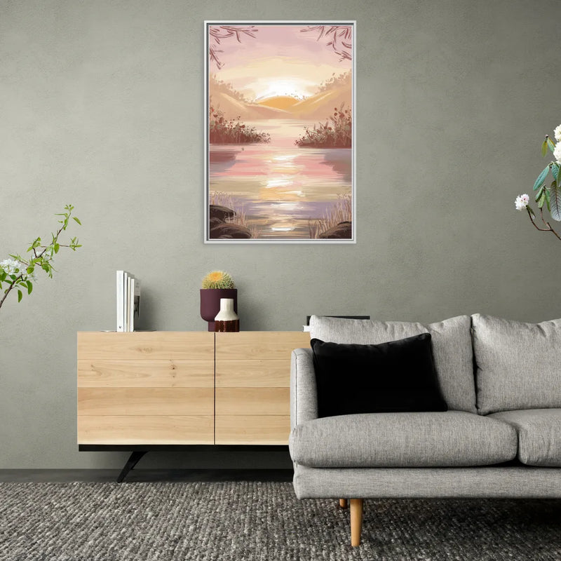 Springfield Sunrise Landscape - Living Room White Frame Canvas