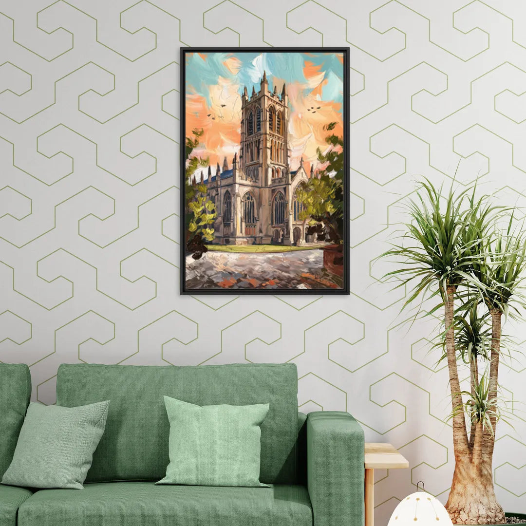Durham Historic Architecture - Living Room Black Frame Canvas