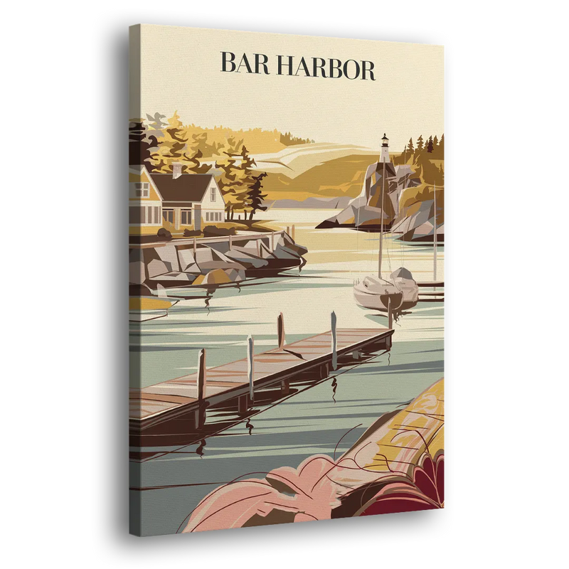 Bar Harbor New England Charm - Canvas Print Art Sides