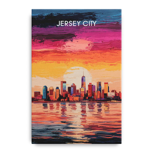 Jersey City Skyline Sunset - Canvas Wall Art