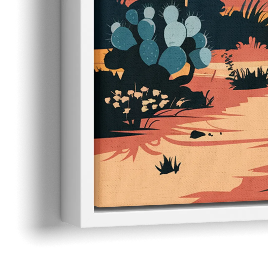 Tucson Desert Sunset - Close-Up White Frame Canvas