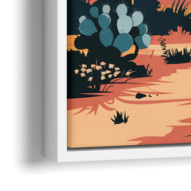 Tucson Desert Sunset - Close-Up White Frame Canvas