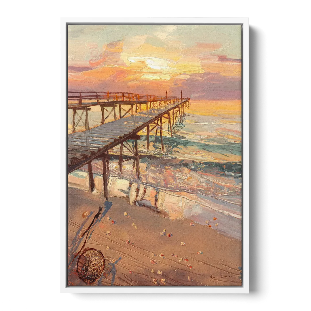 Corpus Christi Fishing Pier - White Frame Canvas