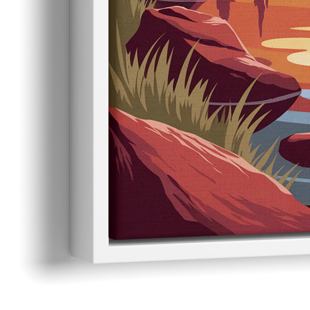 Colorado Springs Sunrise Over Peaks - Close-Up White Frame Canvas