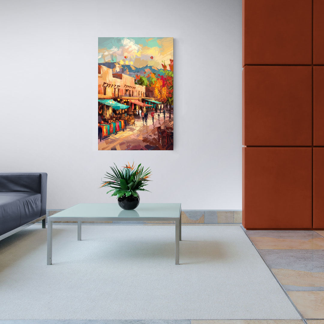 Santa Fe Historic Plaza - Canvas Wall Art Living Room