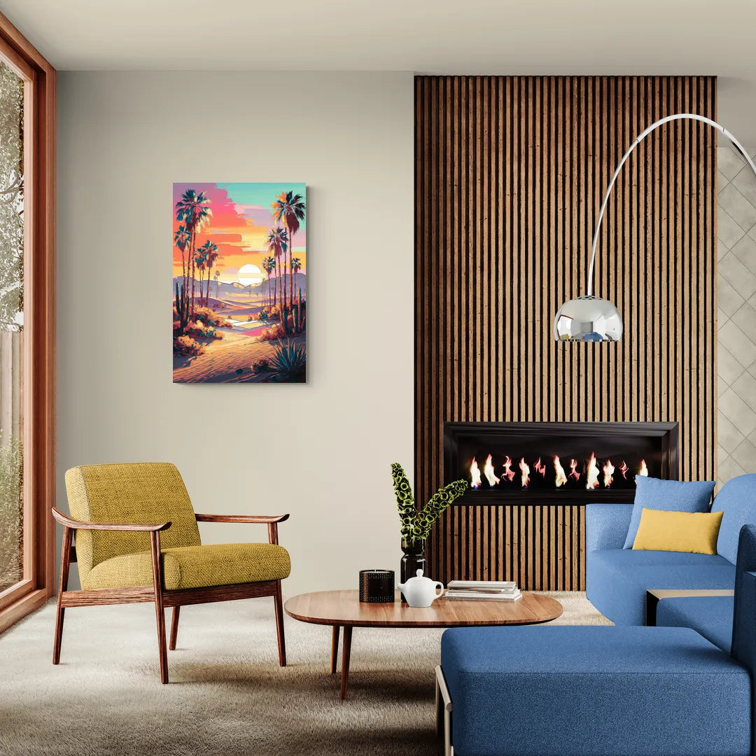 Palm Springs Desert Sunset - Canvas Wall Art Living Room