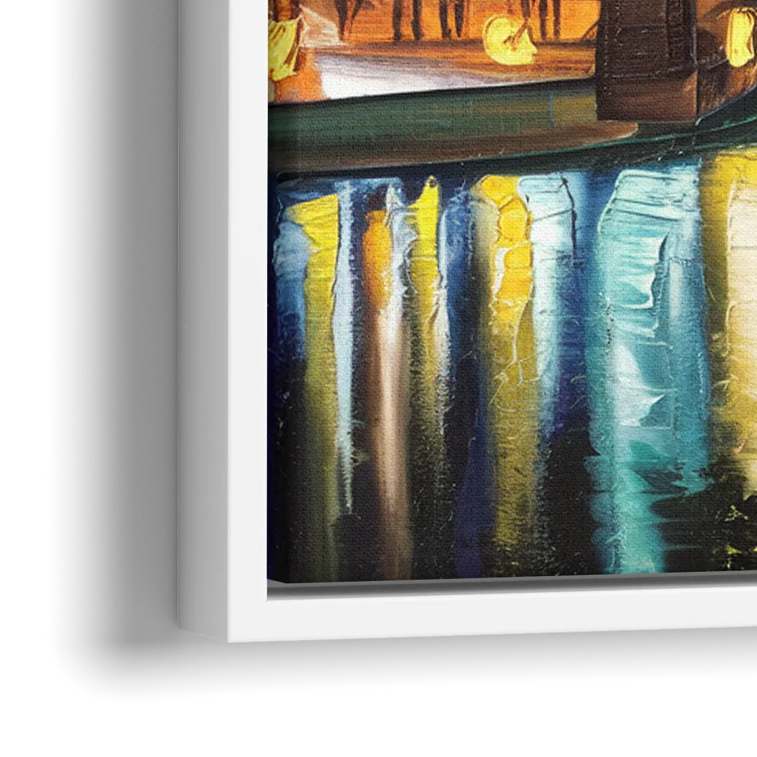 Pittsburgh Skyline With Rivers - Close-Up White Frame Canvas