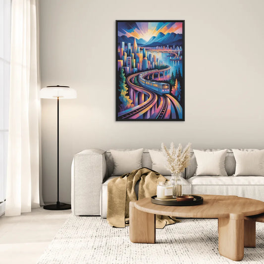 Vancouver SkyTrain - Living Room Black Frame Canvas