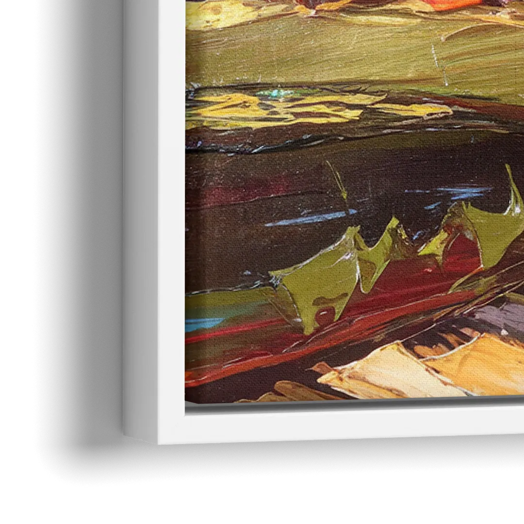 Durham Autumn Colors - Close-Up White Frame Canvas